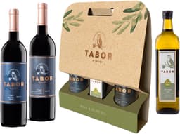 מארז יינות תבור אדמה קברנה ומרלו עם שמן זית