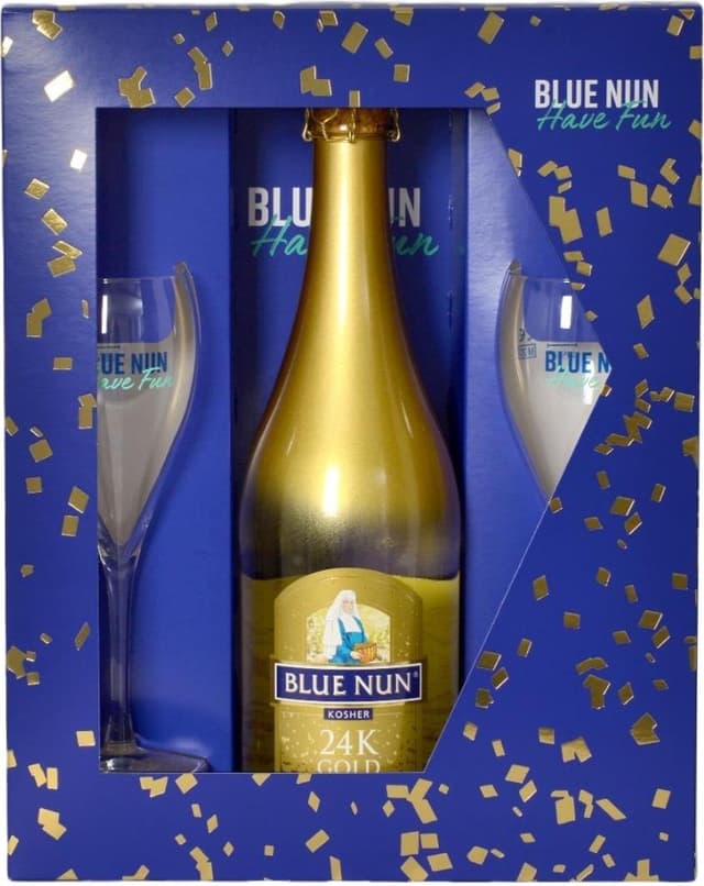 מבעבע מארז בלו נאן גולד כשר עם 2 כוסות