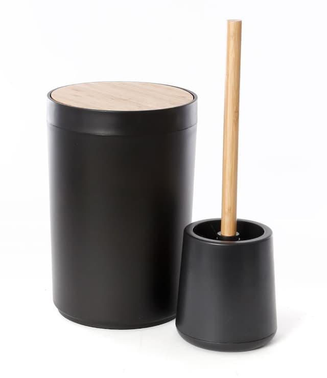 0206036 סט פח 5L ומברשת שירותים שחור מט 6P - HOM'S