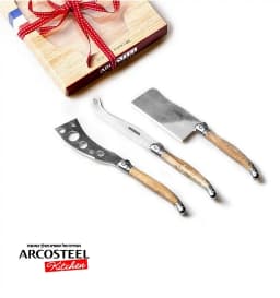 סט גבינה – 3 חלקים עם ידיות מעץ   6/24