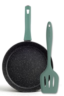 מארז טיגון - מחבת 20 ס"מ + תרווד סיליקון מחורץ +CASUAL ירוק מבית Food appeal