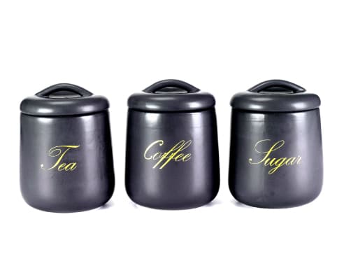 סט תה קפה סוכר GRANITE שחור - HOM'S