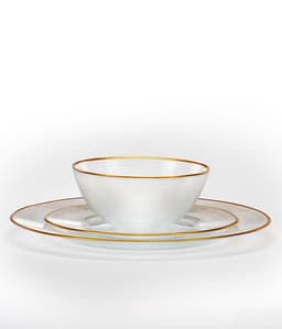 סט אוכל 18 חלקים זכוכית שקוף שוליים זהב CALLA - HOM'S