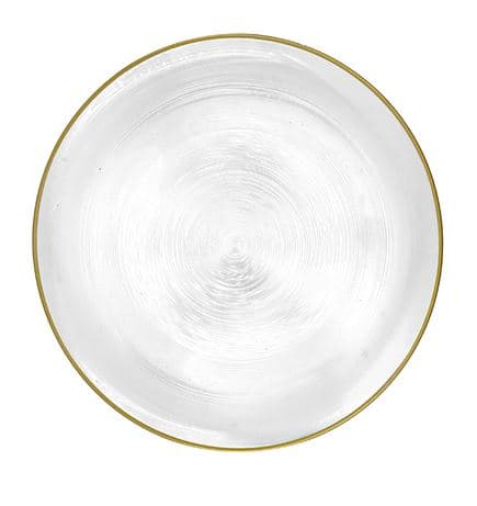 צלחת הגשה CALLA זכוכית 32 ס"מ עם שוליים זהב - HOM'S