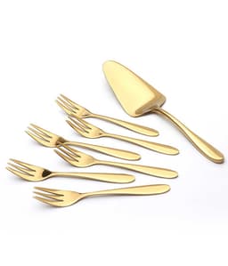 סט 7 חל' מזלגות וכף עוגה AMBER בצבע זהב - HOM'S