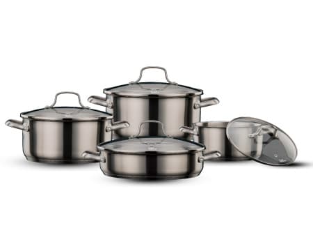 מארז כלי בישול מנירוסטה 8 חלקים - סירים 20/24/28 סוטאז' 28 SELECT מבית Food appeal - HOM'S