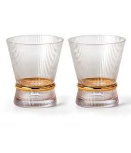 סט 6 כוסות לשתיה קרה מהודרות 270 מ"ל עיטור זהב MAGNOLIA - HOM'S