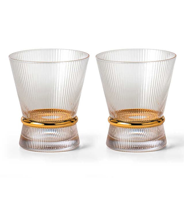 סט 6 כוסות לשתיה קרה מהודרות 270 מ"ל עיטור זהב MAGNOLIA - HOM'S