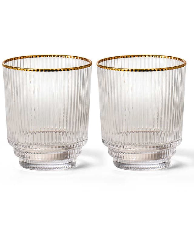 סט 6 כוסות לשתיה קרה מהודרות 330 מ"ל עיטור זהב CYARA - HOM'S