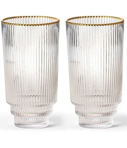 סט 6 כוסות לשתייה קרה מהודרות 435 מ"ל שוליים זהב CYARA - HOM'S