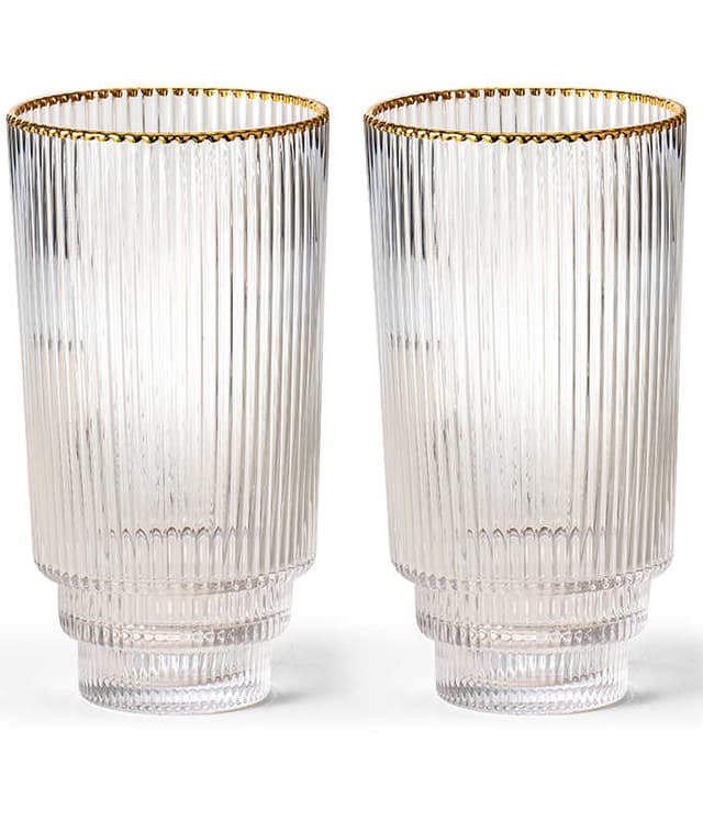 סט 6 כוסות לשתייה קרה מהודרות 435 מ"ל שוליים זהב CYARA - HOM'S