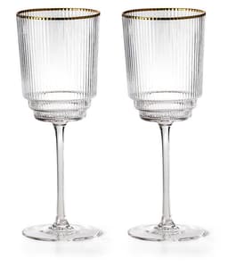 סט 6 כוסות עם רגל לשתיה קרה מהודרות 400 מ"ל שוליים זהב CYARA - HOM'S