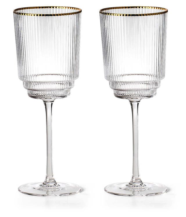 סט 6 כוסות עם רגל לשתיה קרה מהודרות 400 מ"ל שוליים זהב CYARA - HOM'S