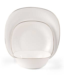 סט אוכל מרובע 18 חל זכוכית לבן אנטי ציפ שוליים זהב GOLD MOON מבית Food appeal