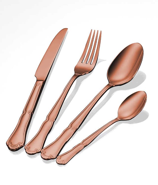 סט סכו"ם יוקרתי 24 חל' BELLE רוזגולד מבריק - HOM'S