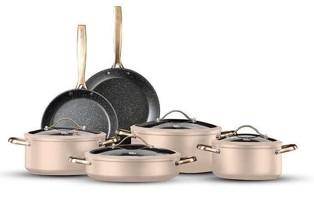 סט סירים 10 חלקים - REGAL קרם ידיות שמפנייה - HOM'S