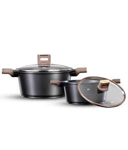 סט סירים 4 חלקים - CHRAM ידיות "אפקט העור" חום כהה - HOM'S