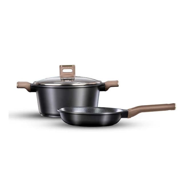 מארז כלי בישול 3 חל סיר 24 ס"מ, מחבת 24 ס"מ CHARM ידיות חום מבית Food appeal