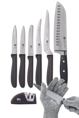 מארז חיתוך 8 חלקים - 6 סכינים + משחיז + כפפה CLASSIC מבית Food appeal - HOM'S