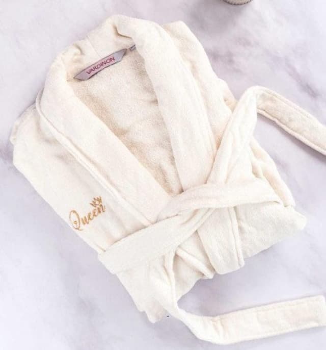 חלוקי רחצה פרימיום queen - חלוק רחצה L/XL שמנת כותנה 100% - HOM'S