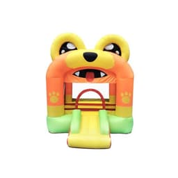 מתנפחים - מתקן שעשועים מתנפח לילדים, בעיצוב של כלב עם מגלשה, חדר קפיצה ורשת בטיחות
