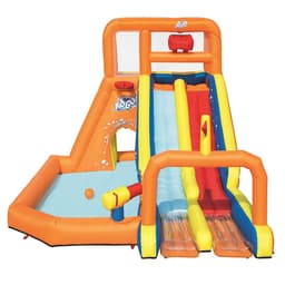Bestway H2OGO פארק מים טירה צונאמי מתנפח, עם שתי מגלשות, אקדח מים, כדורסל חישוק, קיר טיפוס, בריכה מנהרה, צבועוני במיוחד. - ToySale חנות הצעצועים הזולה במדינה