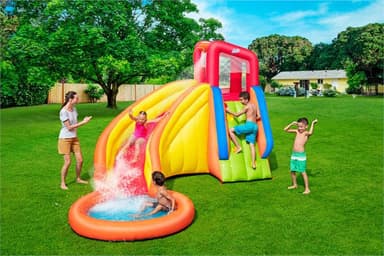 מתנפחים, Bestway H2OGO פארק מים SPLASH TOWER, דגם 53347 עם מגלשת מים, קיר טיפוס, ומפוח - ToySale חנות הצעצועים הזולה במדינה