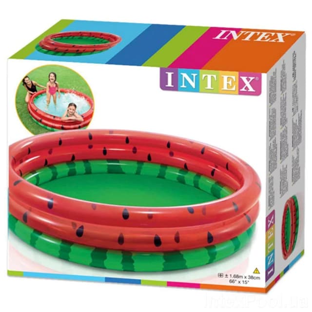 בריכת פעילות מתנפחת לפעוטות, בעיצוב אבטיח בשני צבעים דגם אינטקס 58448 קוטר 168ס"מ - ToySale חנות הצעצועים הזולה במדינה