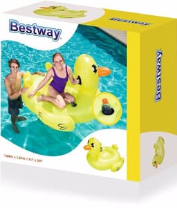 מתנפח לבריכה, בובת ברווז מתנפחת לבריכה עם ידיות אחיזה מבית Bestway - ToySale חנות הצעצועים הזולה במדינה