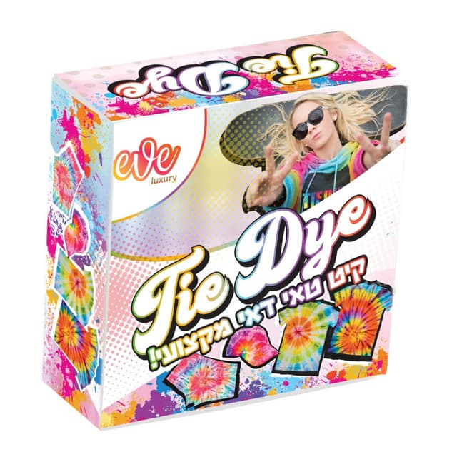 קיט טאי דאי מקצועי, מארז הכולל צבעים לבדים, כפפות חד פעמי, בקבוקוני מילוי לצביעה וגומיות לעיצוב בדים צבעוניים. - ToySale חנות הצעצועים הזולה במדינה