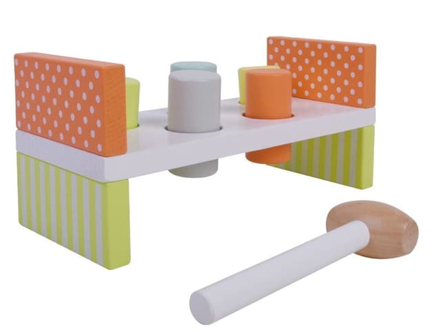 הך פטיש רחב כולל 5 יתדות צבעוניות ופטיש. - ToySale חנות הצעצועים הזולה במדינה