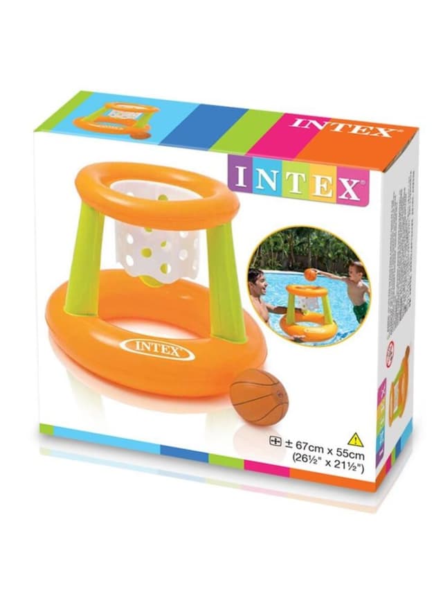 סט משחק כדורסל לבריכה לילדים בצבעי כתום וירוק מבית INTEX דגם 58504 הכולל חישוק כדורסל צף עם רשת קליעה וכדור. - ToySale חנות הצעצועים הזולה במדינה