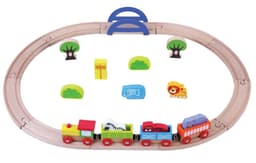 צעצוע מעץ, רכבת העמק הכוללת 24 חלקים, פסי רכבת לחיבור וסביבת גן חיות. - ToySale חנות הצעצועים הזולה במדינה