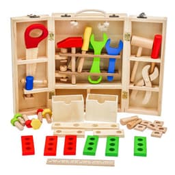 צעצוע לילדים ארגז כלי נגרות מעץ מלא כולל מגוון רחב של כלי עבודה - ToySale חנות הצעצועים הזולה במדינה