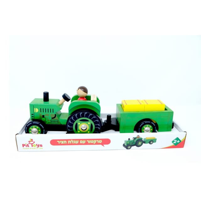 טרקטור+ עגלת חציר עץ 9323 - ToySale חנות הצעצועים הזולה במדינה
