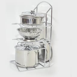 סט כלי מטבח לילדים מנירוסטה הכולל סיר ומכסה, מסננת ומעמד מדהים לאחסון וייבוש כלי מטבח לבישול ואפייה - ToySale חנות הצעצועים הזולה במדינה