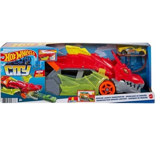 הוט ווילס משאית דרקון + מכונית Hot Wheels - ToySale חנות הצעצועים הזולה במדינה