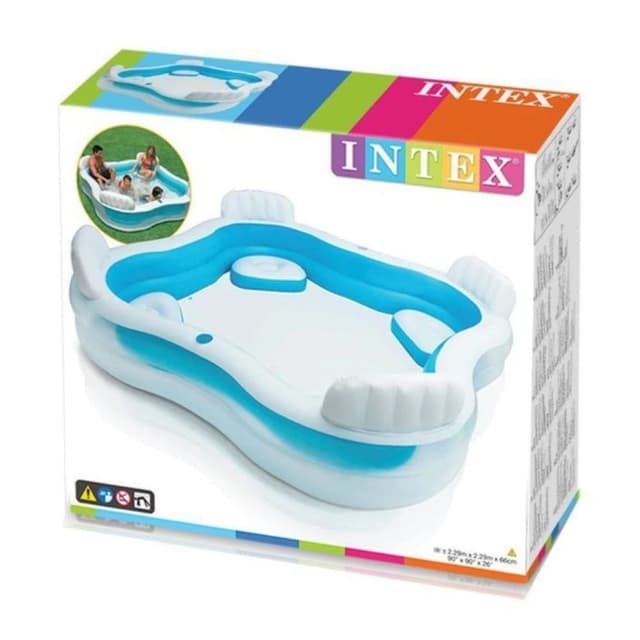 בריכה מתנפחת מרובעת כולל 4 מושבים לכל המשפחה, דגם אינטקס 56475 מידות 229X229 גובה 66ס"מ - ToySale חנות הצעצועים הזולה במדינה