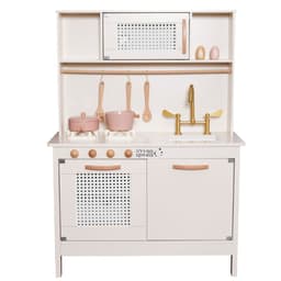 מטבח רטרו מעץ איכותי לילדים דגם לירון, כולל כיריים אלקטרוניים - ToySale חנות הצעצועים הזולה במדינה