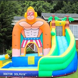 מתנפח קוף גדול + משטח קפיצה + מגלשה + קיר טיפוס + ברכה קטנה Doctor Dolphin - ToySale חנות הצעצועים הזולה במדינה