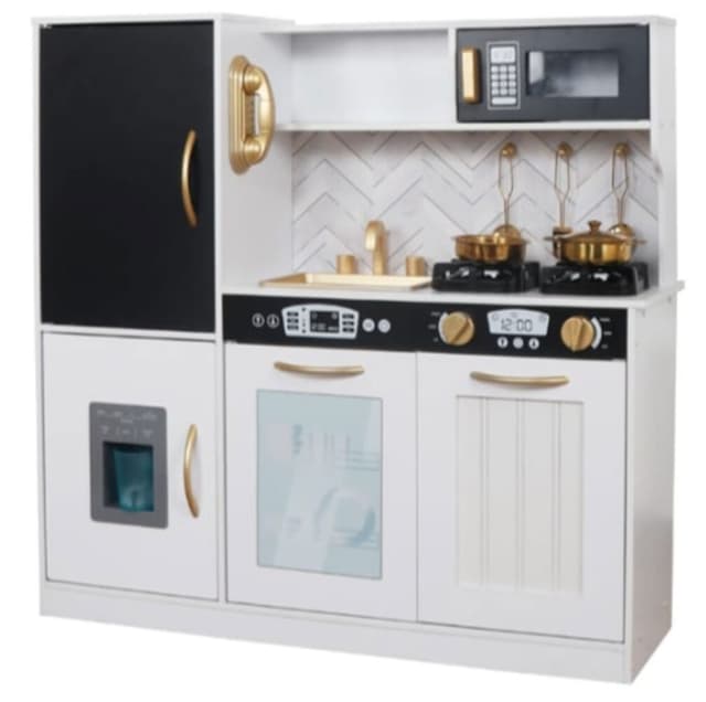 מטבח מעץ מעוצב לילדים דגם הראל עם כיריים, תנור, מקרר ועוד אביזרים נלווים - ToySale חנות הצעצועים הזולה במדינה