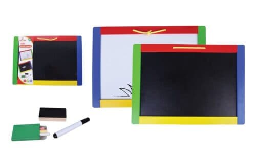 לוח מגנט ולוח מחיק מעץ צבעוני הכולל טוש, מחק וגירים. - ToySale חנות הצעצועים הזולה במדינה