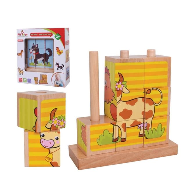 פאזל קוביות עומד - חיות מהבית Pit Toys - ToySale חנות הצעצועים הזולה במדינה