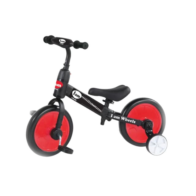 אופני איזון וגלגלי עזר 2 ב 1 – אדום I am - ToySale חנות הצעצועים הזולה במדינה