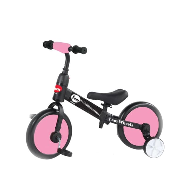 אופני איזון וגלגלי עזר 2 ב 1 - ורוד I am - ToySale חנות הצעצועים הזולה במדינה