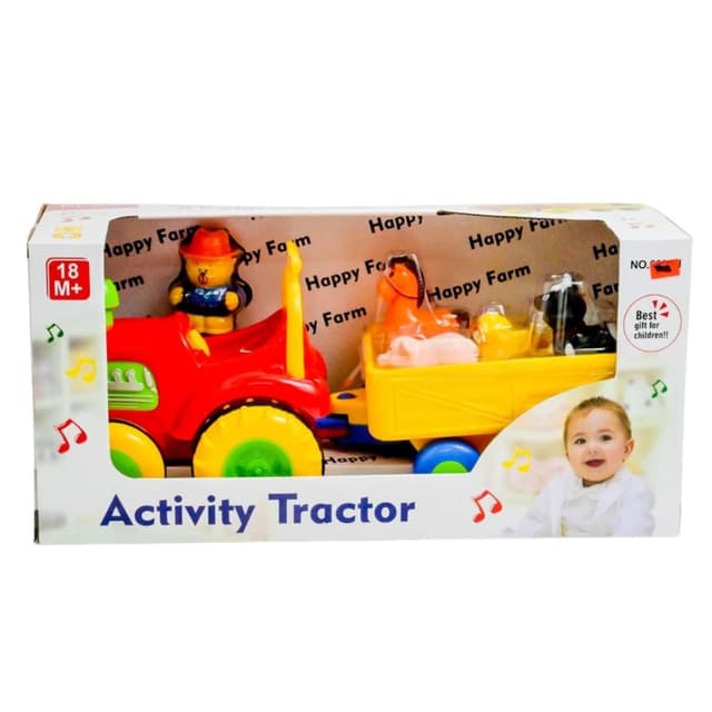 טרקטור חווה עם עגלה וחיות עם אורות וצלילים באנגלית. - ToySale חנות הצעצועים הזולה במדינה