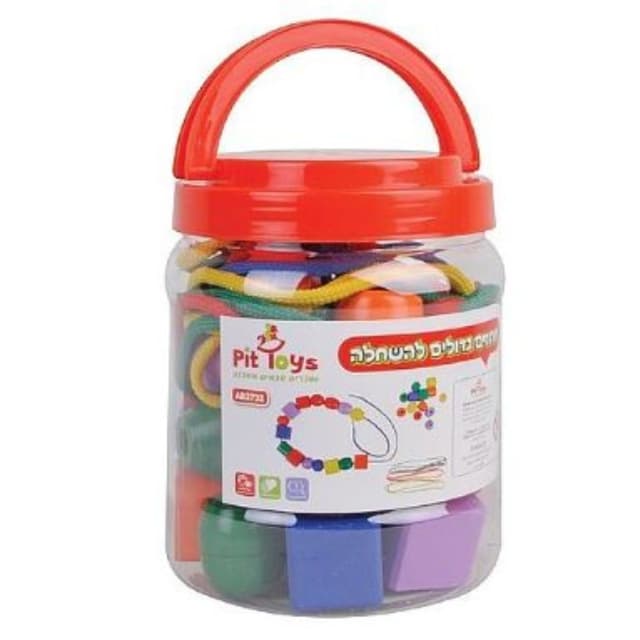 חרוזים גדולים מעץ להשחלה מבית Pit Toys - ToySale חנות הצעצועים הזולה במדינה