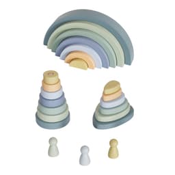 סט בנייה מעץ בצבעי פסטל כחול – סט מעץ לפעוטות - ToySale חנות הצעצועים הזולה במדינה