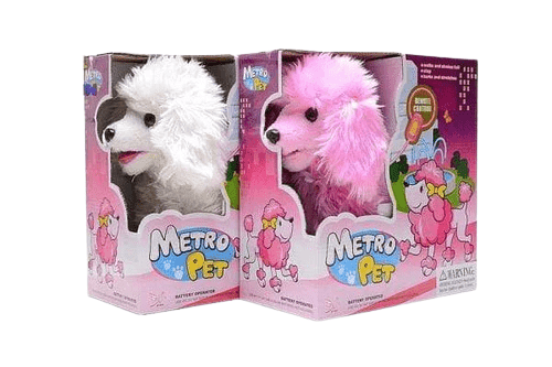 בובת כלב פודל צעצוע בצבעים לבן ורוד עם שלט הולך ונובח - ToySale חנות הצעצועים הזולה במדינה