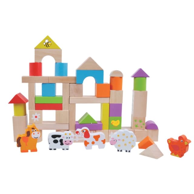 דלי קוביות בחווה 50 יח' - Pit Toys - ToySale חנות הצעצועים הזולה במדינה